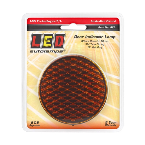 Amber Led Rear Indicator Lamp 12V Surface Mount 80Mm Round