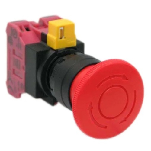 Idec HW Series Twist Release Emergency Stop Push Button, Panel Mount, 22mm Cutout, 2NC, IP65 - 833-7209