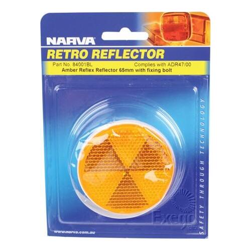 Amber Retro Reflector with Fixing Bolt 65mm BL Pk 2