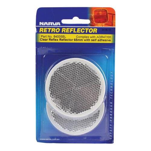 Clear Retro Reflector with Self Adhesive 65mm BL Pk 2