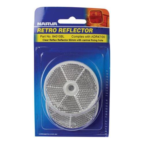 Clear Retro Reflector with Central Fixing Hole 60mm  BL Pk 2