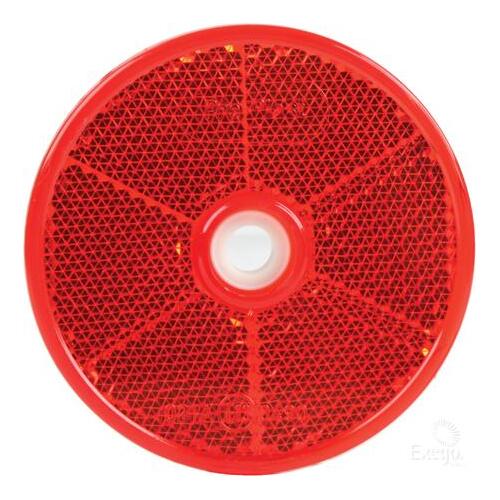 Red Retro Reflector with Central Fixing Hole 60mm BL Pk 2