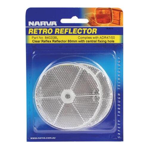 Clear Retro Reflector with Central Fixing Hole 84mm BL Pk 2