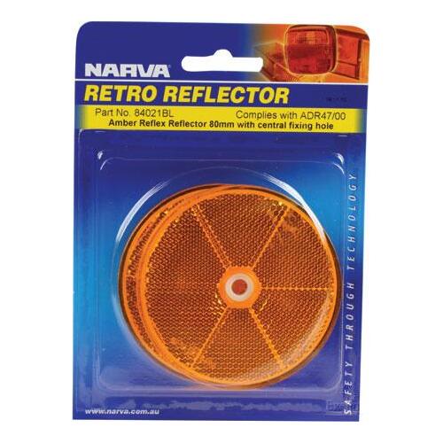 Amber Retro Reflector with Central Fixing Hole 84mm BL Pk 2