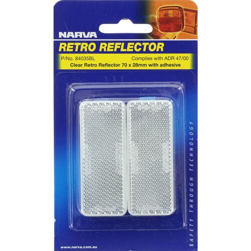 Clear Retro Reflector with Self Adhesive 70 x 28mm BL Pk 2