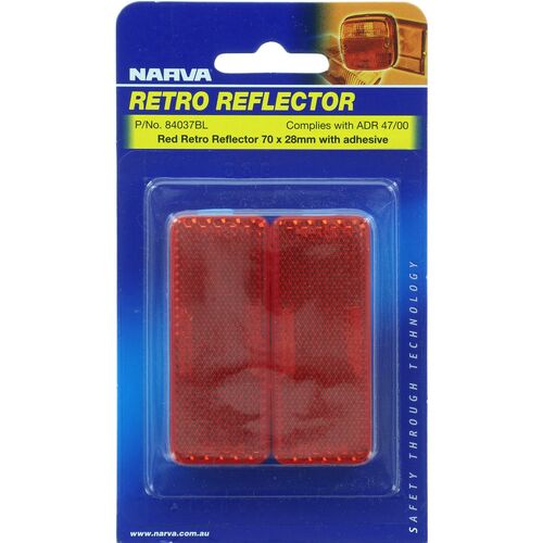 Red Retro Reflector with Self Adhesive 70 x 28mm BL Pk2