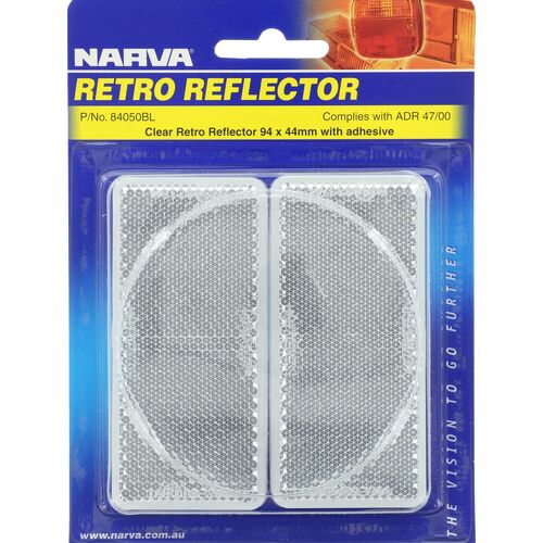 Clear Retro Reflector with Self Adhesive 94 x 44mm BL Pk 2