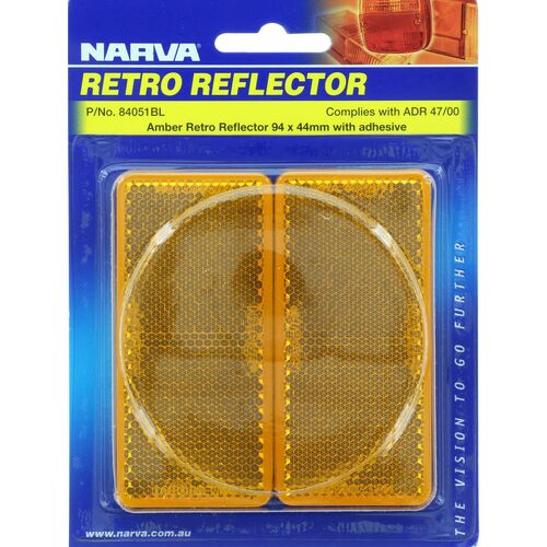 Amber Retro Reflector with Self Adhesive 94 x 44mm BL Pk2