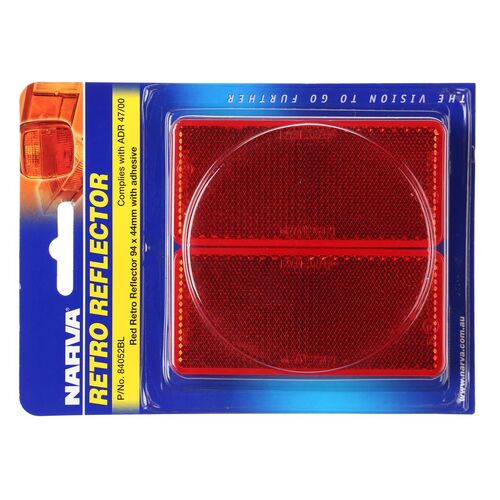 Red Retro Reflector with Self Adhesive 94 x 44mm BL Pk 2