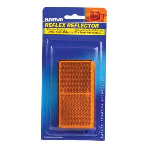 Amber Retro Reflector with Self Adhesive 105 x 55mm BL Pk 2