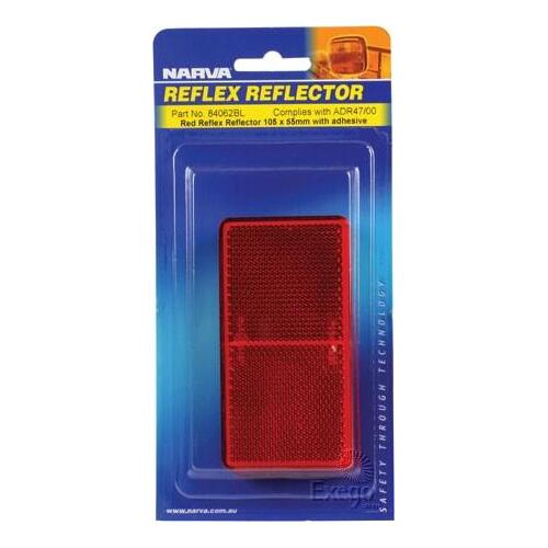 Red Retro Reflector with Self Adhesive 105 x 55mm BL Pk 2