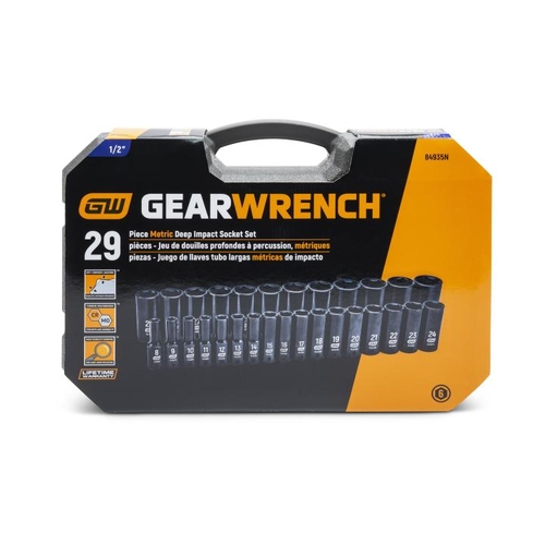 29 Pieces 1/2" Drive 6 Point Deep Impact Metric Socket Set
