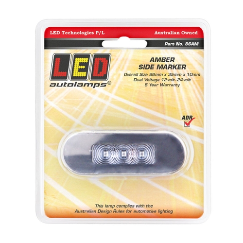 Led Amber Side Marker Lamp 12/24V 3 Led'S Stainless Steel - 86AM