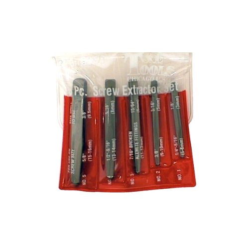 5 Pc Screw Extractor Set Square Tapered
