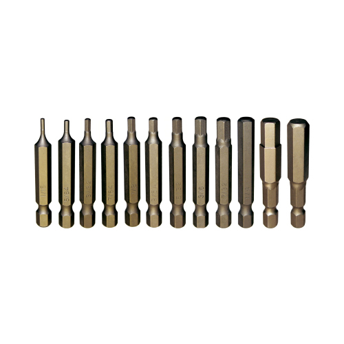 13 Piece SAE In-Hex Power Bits 1/4" Hex Long