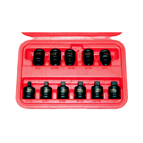 No.93811 - 11 Piece 3/8" Drive Square Pipe Plug Sockets (Male & Female)