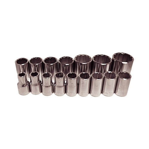 No.94316 - 16 Piece 1/2" Drive Metric 12 Point Sockets