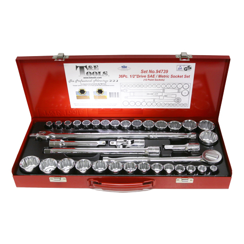 No.94739 - 36 Piece 1/2" Drive SAE & Metric Socket Set (12 Point)