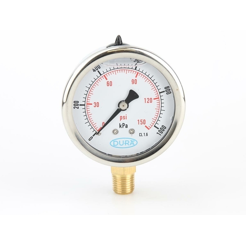 Dura Pressure Gauge Liquid 63mm 1000kpa
