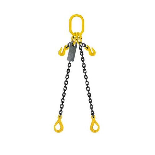Grade 80 Chain Sling 8mm 2leg Effective Length C/W Clevis Type Grab Shortner And Clevis Self Locking Hook Tested 3M