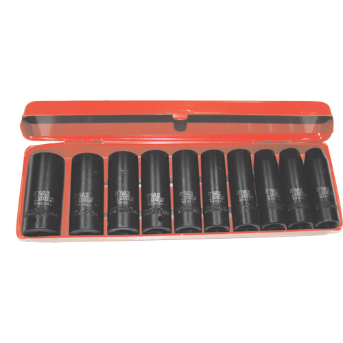 No.98410L - 10 Piece 1/2" Drive Metric Deep Impact Sockets