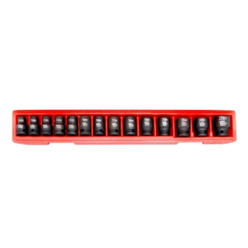 14Pc. 1/2"Dr. 12Pt Metric Standard Impact Socket Set 38mm Long - 98412A