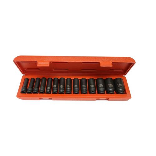 No.98414L - 14Pc. 1/2"Dr Deep Metric Impact Socket Set 10-32mm