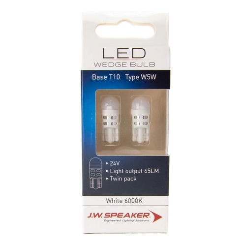 Led W5W T10 Wedge Globe Kit 65Lm White 6000K 24V 2 Pack