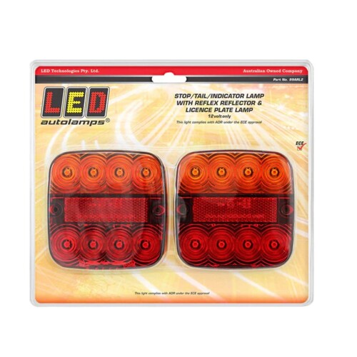 Led Stop/Tail/Indicator With Licence Plate Lamp 12V 8 Led Twin Pack