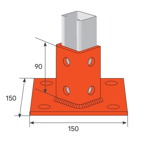 Strut Base Plate 150 Square A-Fdg2072Bg - A-FDG2072BG
