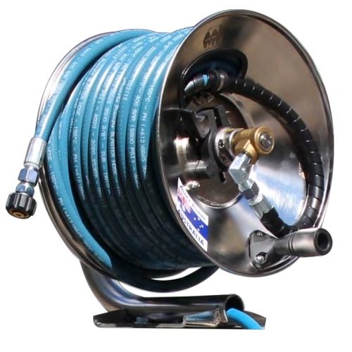 4000 Psi Stainless Steel Hose Reel With 30Mblue Pro Hose, 1.3Mwhip Hose,With Couplings & Fittings - A134SS-30MBPH