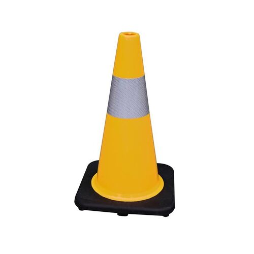 450mm Yellow Safety Cone With Reflective Tape