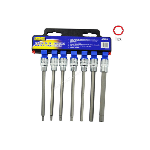 7 Pc 3/8" Sq. Dr. Long Reach In-Hex Bit Socket Set Metric