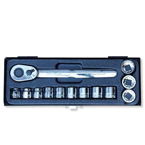 13 Pc 3/8'' Sq. Dr. 12Pt Low Profile Socket Set Crv. Metric