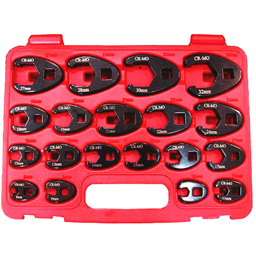 19 Pc 3/8" & 1/2" Sq. Dr. Impact Crowfoot Wrench Set