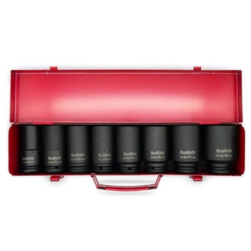 AuzGrip A86609 8 Piece Metric 6 Point 3/4" Square Drive Deep Impact Socket Set - A86609