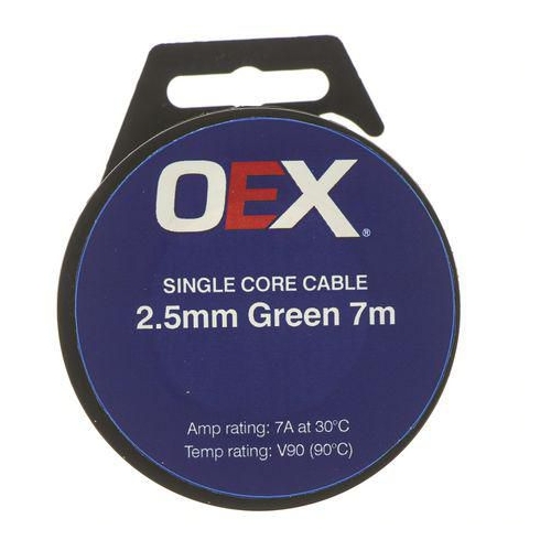 2.5mm Single Core Automotive Cable, Green - 7m Roll - ACX0696-7M