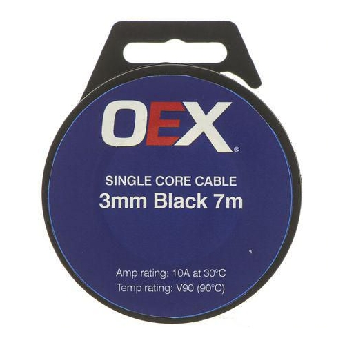 3mm Single Automotive Core Cable, Black - 7m Roll - ACX0700-7M