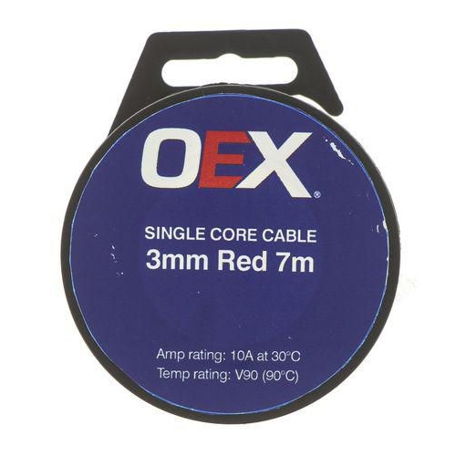 3mm Single Core Automotive Cable, Red - 7m Roll - ACX0702-7M