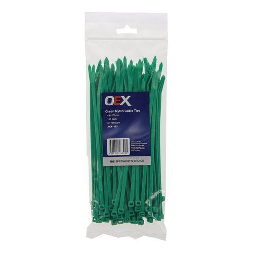 ACX1463 - OEX Green Nylon Cable Ties - 4.8mm x 200mm - 100 Pc - ACX1463