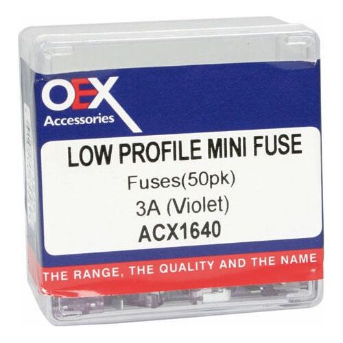 OEX Low Profile Mini Blade Fuse, 3A Violet - Pack of 50