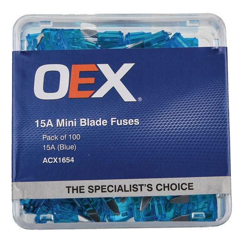 Mini Blade Fuse, 15A Blue - Pack of 100 - ACX1654
