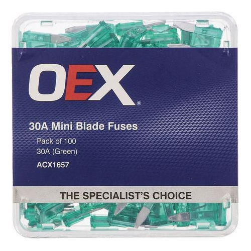 Mini Blade Fuse, 30A Green - Pack of 100 - ACX1657