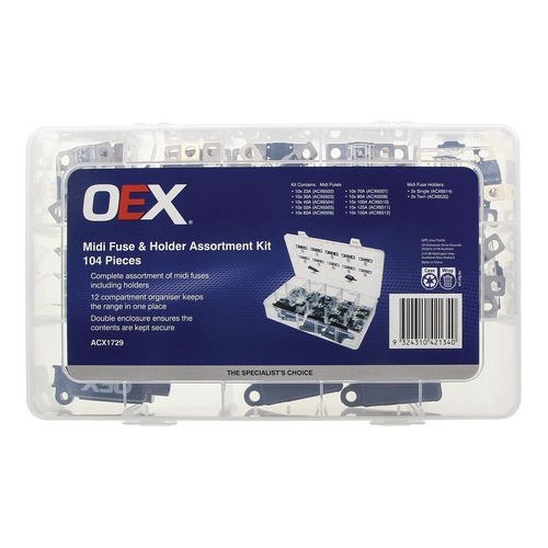 ACX1729 - OEX Midi Fuse & Holder Assortment Kit - 104 Pieces - ACX1729