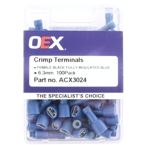 Female Blade Blue Terminal Entry 6.3 x 0.8mm 100 Pce