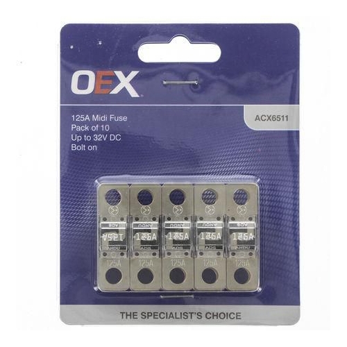 OEX Midi Fuse, 125A Bolt On - Pack of 10