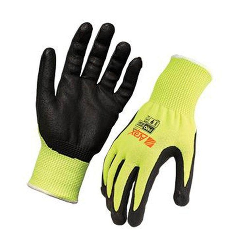 Size 10 Arax Gold, Nitrile Sand Dip On Hi-Vis Yellow Liner - Pro Choice Safety Gear AFYN