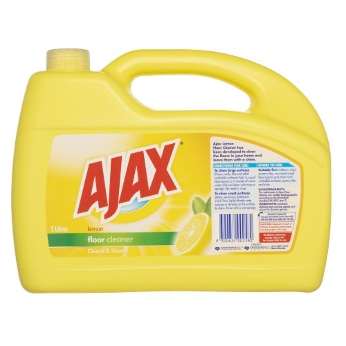 Ajax Multi Surface Floor Cleaner, 5L Value Refill Pack, Lemon Citrus, Floorboard Safe - AJAX-5L