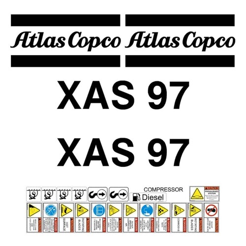 Atlas Copco XAS97 Later Decals - Repro Decal Sticker Kit