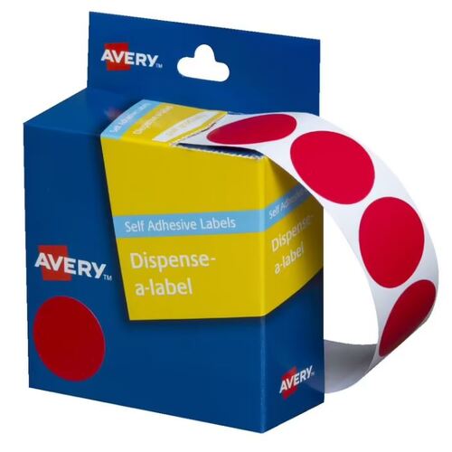 Avery Self-Adhesive Round Labels Red 24mm 500 Labels / Pack